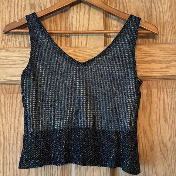 JEFFREY & DARA Evenings By Tom Barra 90s Y2K Vintage Metallic Knit Crop Tank - Picture 5 of 9